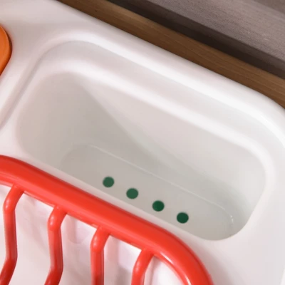 Outsunny Kids Kitchen, Playset Game With Sink, Running Water, Vegetable, Dish For 3-7 Years Old - Image 4