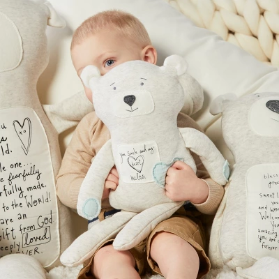 DEMDACO Poetic Threads Bear - Boy 17 Inch - Blue - Image 6