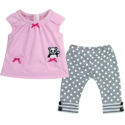 Sophia's - 15" Doll - Panda Bear Hooded Sweatshirt, Tunic & Polka Dot Leggings - Light Pink - Image 4
