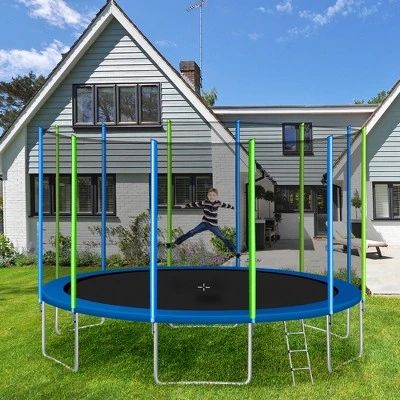 Kids Trampoline With Safety Fence Netting, Ladder And Wind Stakes - ModernLuxe - Image 11