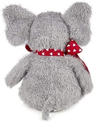 Bearington Hugh Loves You Stuffed Animal Elephant With Hearts And A Red Heart Printed Bow, 13 Inches - Image 2