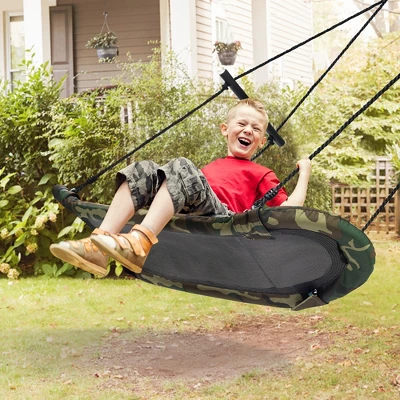 Costway Saucer Tree Swing Surf Kids Outdoor Adjustable Swing Set W/ Handle - Image 2