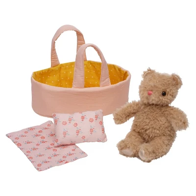Manhattan Toy Moppettes Bea Bear Stuffed Animal Nurturing Playset With Bear Plush Toy, Fabric Bassinet, Blanket & Pillow - Image 3