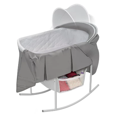Badger Basket Cuddles Rocking Doll Bassinet - Gray/White - Image 4