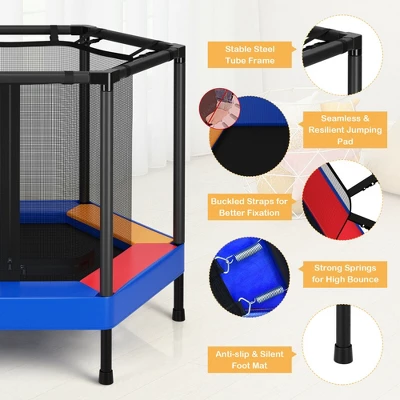 Costway 48'' Hexagonal Kids Trampoline Recreational Bounce Jumper W/Foam Padded Handrails - Image 9