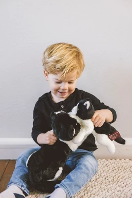 Bearington Collection Domino Plush Stuffed Animal Black And White Tuxedo Cat 15" - Image 2