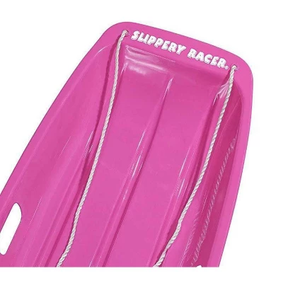 Slippery Racer Downhill Sprinter Flexible Kids Toddler Plastic Cold-Resistant Toboggan Snow Sled W/ Pull Rope And Handles, 2 Pack, 1 Pink And 1 Red - Image 2