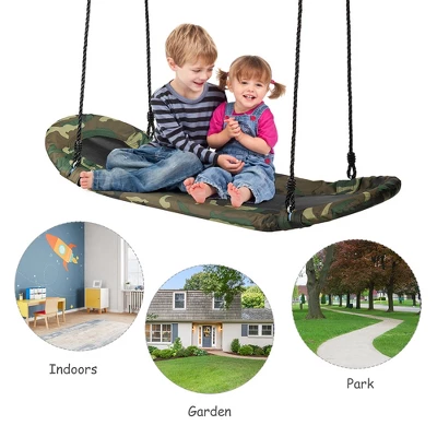 Costway Saucer Tree Swing Surf Kids Outdoor Adjustable Swing Set W/ Handle - Image 6
