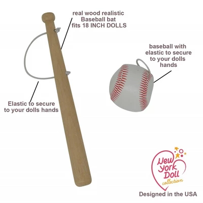 The New York Doll Collection 18 Inch Doll Baseball Set - Image 2