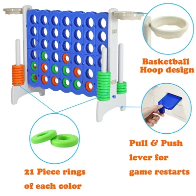 SDADI Giant 4-In-A-Row Hoop Connect Strategy Game And Basketball Indoor/Outdoor Activity Floor Game Family Fun Board For Toddlers, Kids, Adults - Image 2
