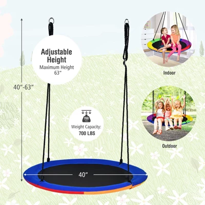 Tangkula 40" Flying Saucer Tree Swing Indoor/Outdoor Round Mat Tree Swing Blue/Green/Camo Green - Image 7