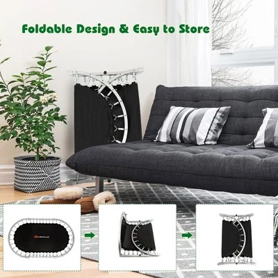 Costway Foldable Trampoline Double Mini Kids Fitness Rebounder W/ Adjustable Handle RedBlue - Image 5