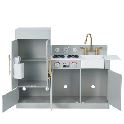 Teamson Kids - Little Chef Charlotte Modern Play Kitchen - Silver Grey / Gold - Image 9