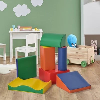 Soozier 7 Piece Soft Play Blocks Kids Climb And Crawl Gym Toy Foam Building And Stacking Blocks Non-Toxic Learning Play Set