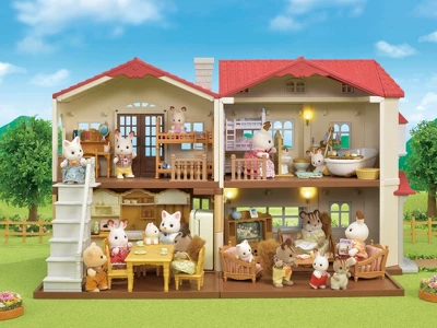 Calico Critters Red Roof Grand Mansion Gift Set, Dollhouse Playset With 3 Figures, Furniture, Vehicle And Accessories - Image 7