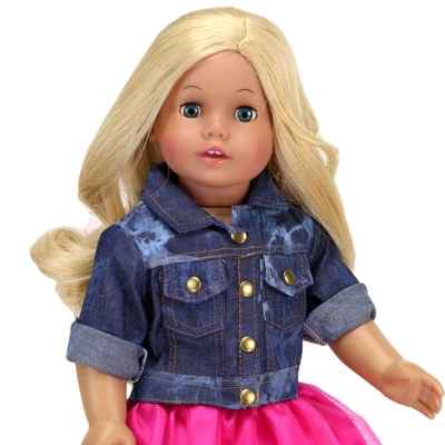 Sophia’s Acid Wash Style Jean Jacket For 18" Dolls, Blue - Image 3