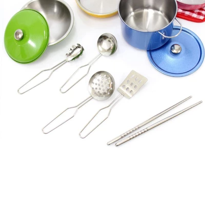 Insten 12 Piece Kids Pots And Pans Playset, Cooking Toy Kitchen Accessories Set - Image 2