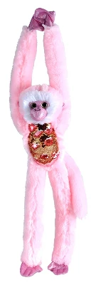 Wild Republic Sequin Hanging Monkey Pink Stuffed Animal, 22 Inches