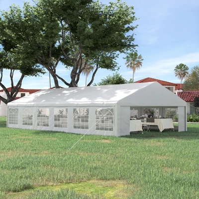 Outsunny 23' X 39' Party Tent & Carport With Removable Sidewalls And Windows, White Tents For Parties, Wedding And Outdoor Events - Image 2