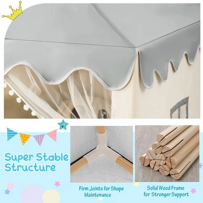 Costway Kids Play Tent Large Playhouse Children Castle Fairy Tent Gift W/ Washable Mat - Image 6