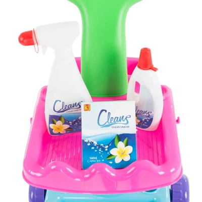 Toy Time Kids' Pretend Cleaning Set – Play Housekeeping And Janitor Accessories Cart With Broom, Mop, And Dustpan - Image 2