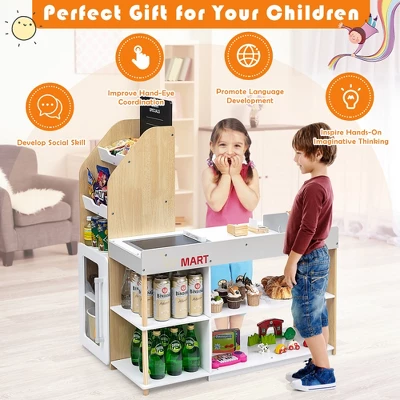 Costway Grocery Store Playset Pretend Play Supermarket Shopping Set With Shopping Cart - Image 4