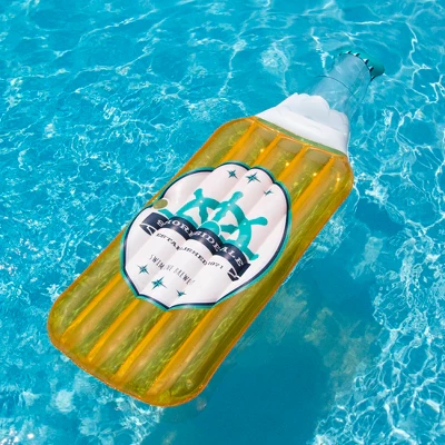 Swimline 81” Yellow And White Beer Bottle Swimming Pool Inflatable Float
