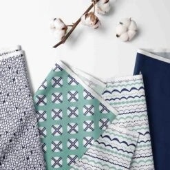 Bacati - Noah Boys Mint Navy Play Tent For Kids/Toddlers, 100% Cotton Percale Fabric Cover