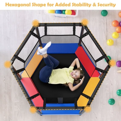 Costway 48'' Hexagonal Kids Trampoline Recreational Bounce Jumper W/Foam Padded Handrails - Image 4