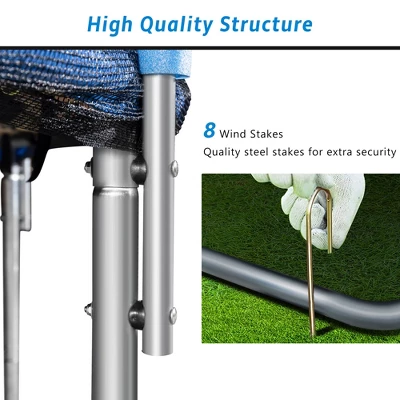 Kids Trampoline With Safety Fence Netting, Ladder And Wind Stakes - ModernLuxe - Image 9