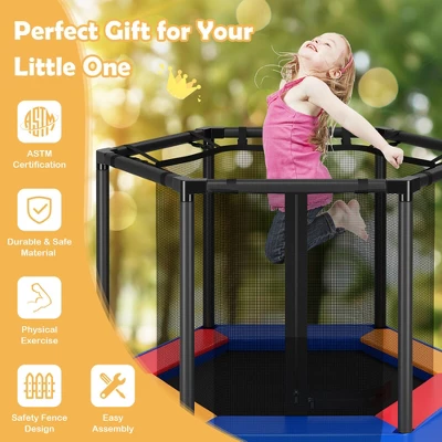 Costway 48'' Hexagonal Kids Trampoline Recreational Bounce Jumper W/Foam Padded Handrails - Image 5