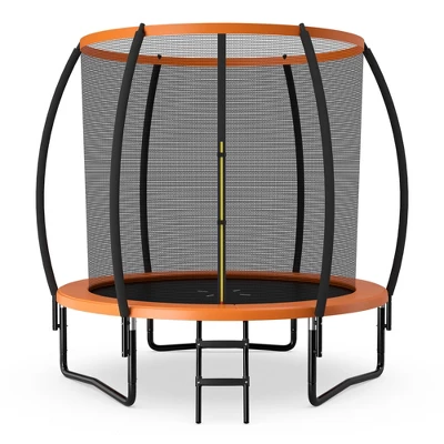 Costway 10FT Recreational Trampoline W/ Ladder Enclosure Net Safety Pad Outdoor Blue/Black/Orange - Image 12