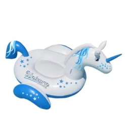 Swimline 108" Water Sports Inflatable Giant Magical Unicorn Swimming Pool 2-Person Ride-On Lounger - Blue/White