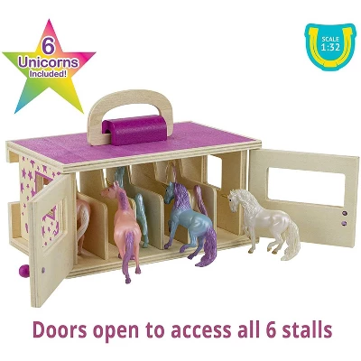 Breyer Unicorn Magic Wooden Carry Stable Playset W/ 6 Unicorns - Image 2