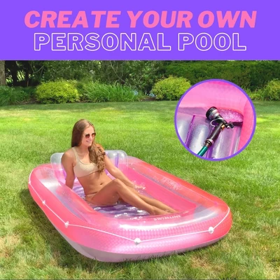 SWIMLINE ORIGINAL Suntan Tub Classic Edition Inflatable Floating Lounger Pink | Tanning Pool Hybrid Lounge | Comfort Pillow | Fill With Water - Image 4