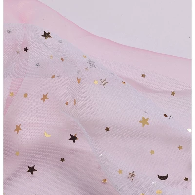 Badger Basket Royal Carriage Metal Doll Bed With Canopy Bedding And LED Lights - Pink/White/Stars - Image 8