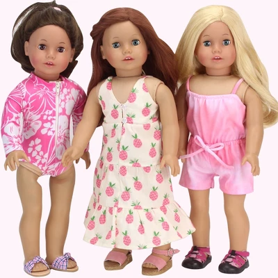 Sophia’s Pineapple Print Maxi Dress For 18" Dolls, Ivory - Image 3