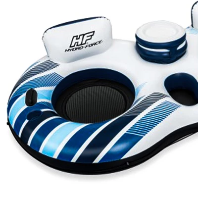 Bestway Hydro-Force Rapid Rider Inflatable Double Tube And Tropical Breeze 6 Person Inflatable Party Island Water Float With Detachable Sun Shade - Image 3