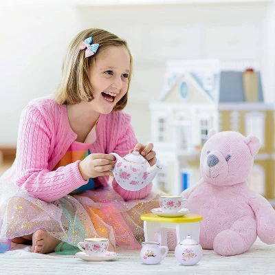 Jewelkeeper 13-Piece Porcelain Tea Party Set With Polka Dot Design - Image 4