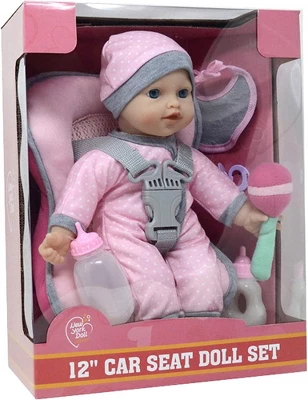 The New York Doll Collection 12 Inch Car Seat Doll Set - Image 3