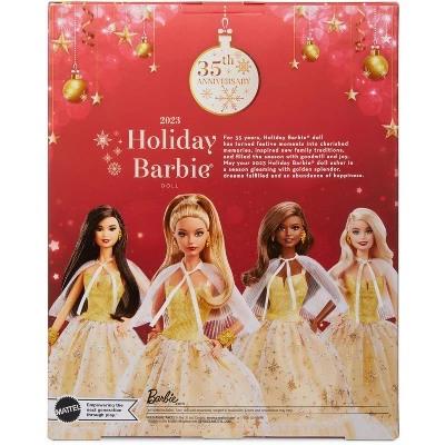 Barbie 13" Signature 2023 Holiday Collector Doll With Golden Gown And Light Brown Hair - Image 2