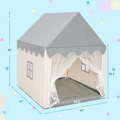 Costway Kids Play Tent Large Playhouse Children Castle Fairy Tent Gift W/ Washable Mat - Image 3