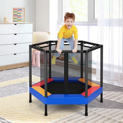 Costway 48'' Hexagonal Kids Trampoline Recreational Bounce Jumper W/Foam Padded Handrails - Image 2