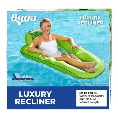 Aqua Leisure Luxury Water Recliner Inflatable Pool Float Comfort Lounge Chairs With Headrest, Handles, And Drink Holder, Lime Floral (3 Pack) - Image 3