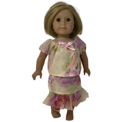 Size 12 1/2 Matching Girl And Doll Chiffon Flowers Skirt And Blouse - Image 2