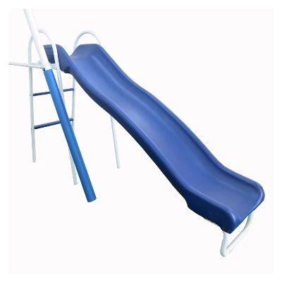 XDP Recreation Surf N Swing 5 Station Kids Outdoor Backyard Play Set With Wave Slide, Super Disc, Surfboard Swing, Stand R Swing, And More, Blue - Image 2