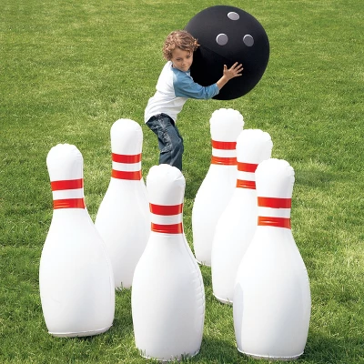 HearthSong Giant Indoor/Outdoor Inflatable Bowling Game For Kids' With Six 29"H Pins And 20" Diam. Ball - Image 6