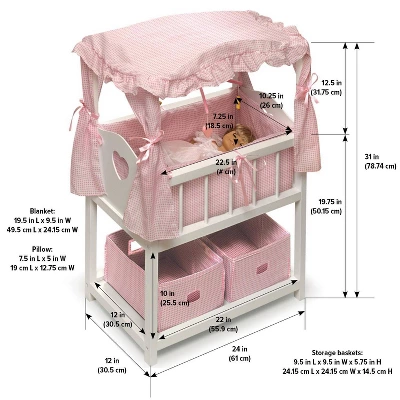 Badger Basket Doll Canopy Crib With Mobile & Storage Bins - Image 7