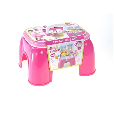 Insten 21 Piece Portable Kids Kitchen Cooking Set Toy With Lights And Sounds, Folds Into Stepstool, 13 X 8 In - Image 6