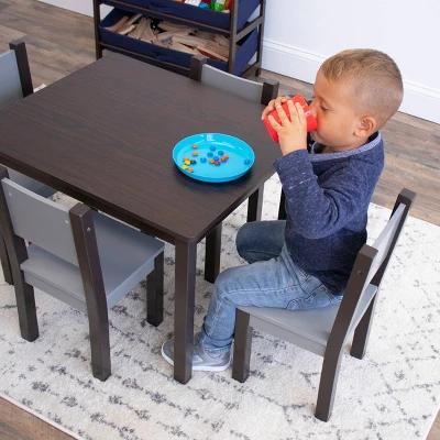 5pc Sumatra Modern Toddler Table And 4 Chairs Set Espresso/Gray - Humble Crew - Image 2